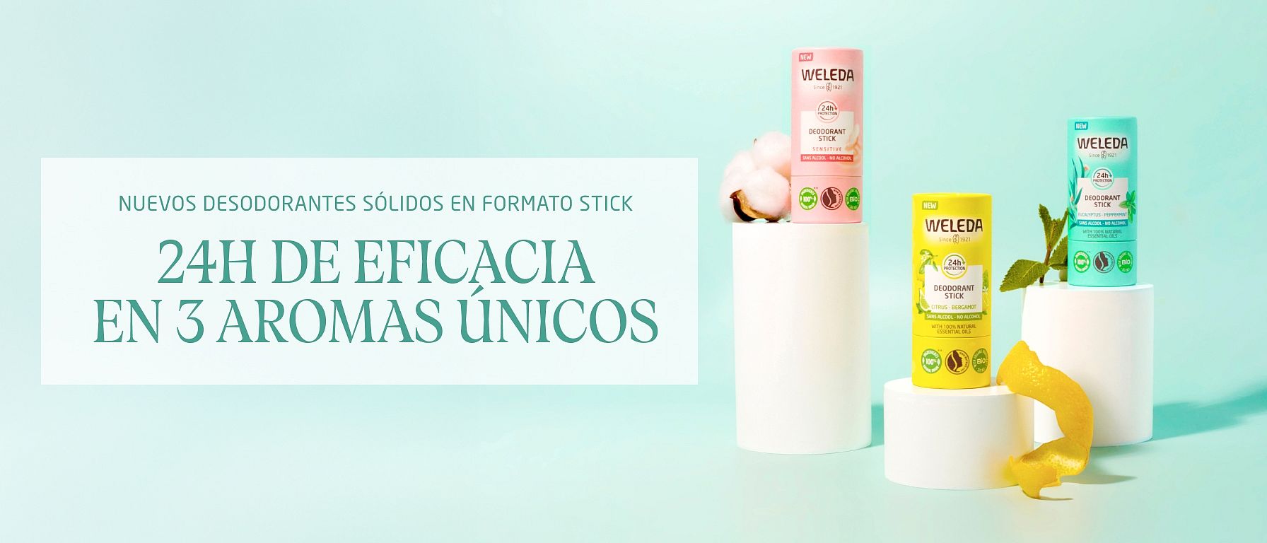 Nuevos desodorantes sólidos naturales en stick: 24H de eficacia en 3 aromas diferentes