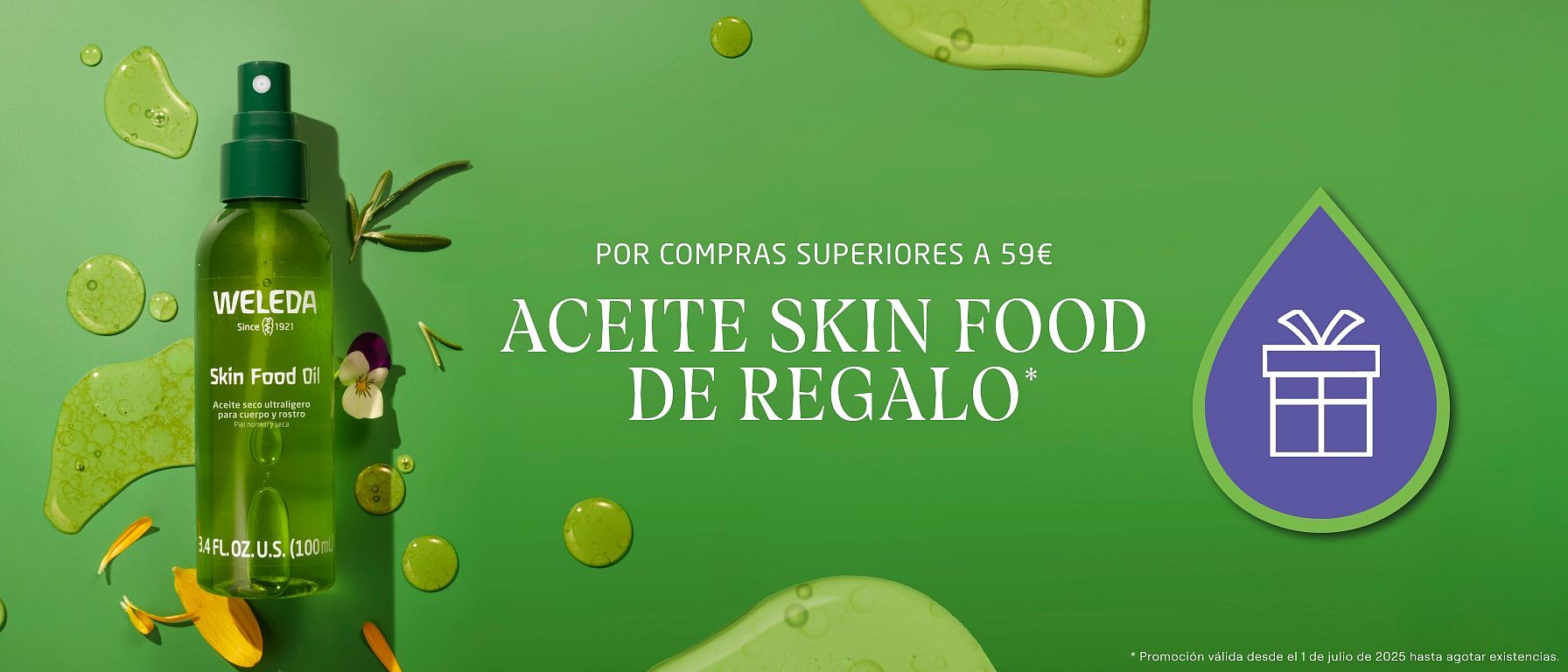 Promoción exclusiva de la web: por compras superiores a 59€, regalamos un Skin Food Aceite Seco Ultraligero