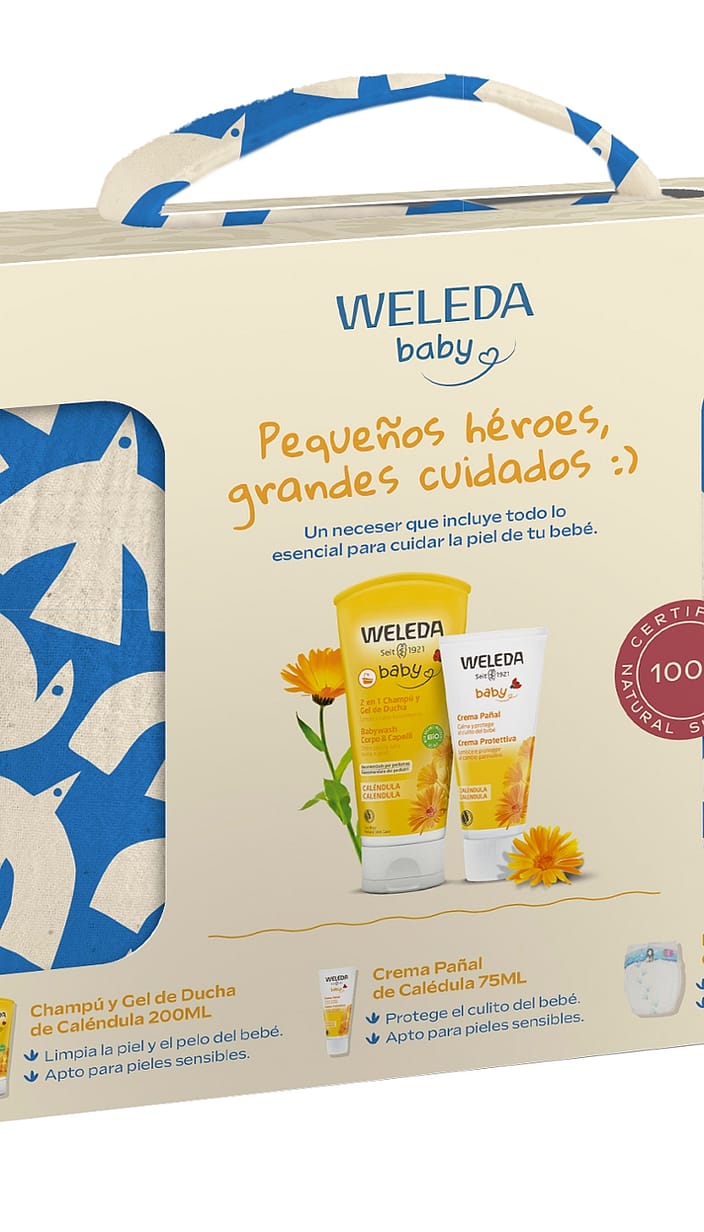 Neceser Baby diseño infantil. Crema Pañal y Champú y Gel de Ducha de Caléndula.