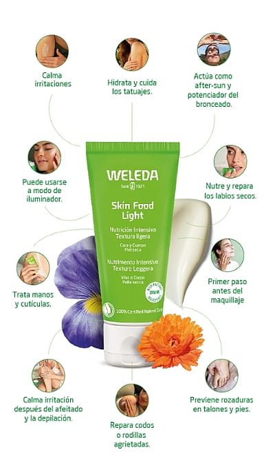 beneficios crema skin food light de weleda