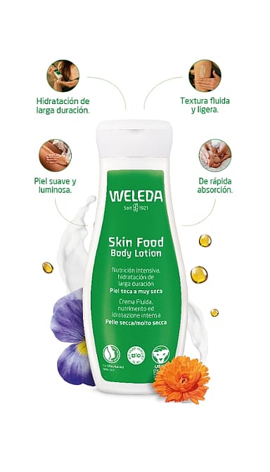 beneficios leche corporal skin food de weleda