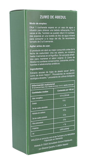 reverso caja zumo de abedul weleda