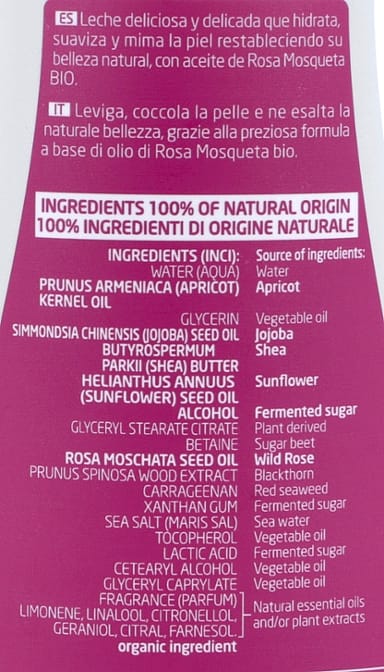 Leche Corporal Suavizante de Rosa Mosqueta