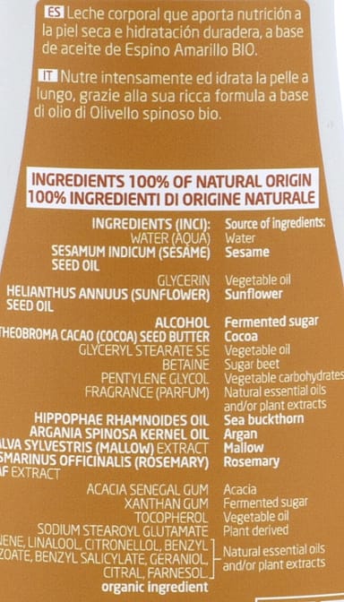 Leche Corporal Nutritiva de Espino Amarillo