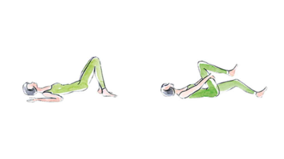 Illustration of a woman lying on her back and bending her legs